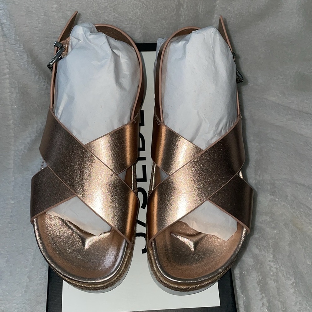 NWT J/SLIDES LEE Rose Gold Leather Sandal - Picture 7 of 16